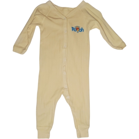 Vintage Pooh One-piece Long-sleeve Footless Yellow Holiday Pooh Baby 12 Months - Picture 1 of 6